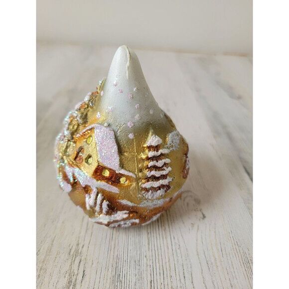 Italian candle abstract glitter snow village landscape Xmas decor - Picture 3 of 6